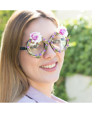 Partyglasögon med blommor och diamanter Fashion