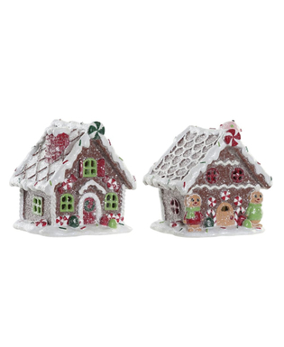 Julgranskula DKD Home Decor Harts Hus (2 pcs) (13 x 10 x 14 cm)