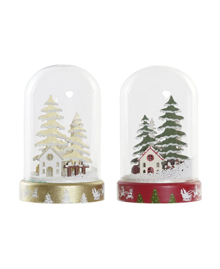 Julgranskula DKD Home Decor Hus Snöfall Glas (2 pcs) (11 x 11 x 17 cm)