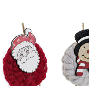 Julgranskula DKD Home Decor Polyester Trä Tomte (3 pcs) (8 x 3 x 26 cm)