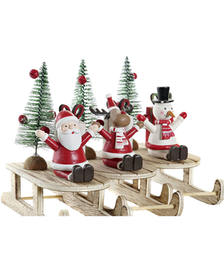 Julgranskula DKD Home Decor Trä Tomte (14 x 6 x 13 cm) (3 pcs)