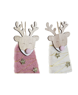 Julgranskula DKD Home Decor Polyester Ylle Trä MDF Ren (2 pcs) (6 x 3 x 18 cm)