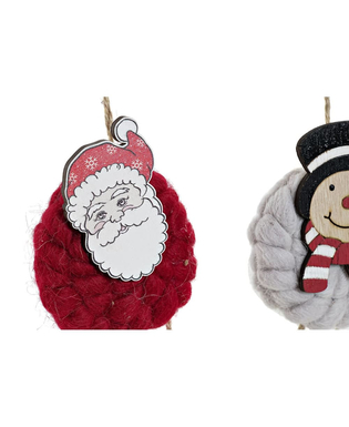 Julgranskula DKD Home Decor Polyester Trä Tomte (3 pcs) (8 x 3 x 26 cm)